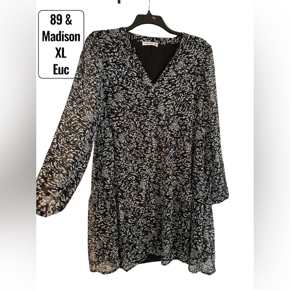 Madison Black and Blue Patterned Top
